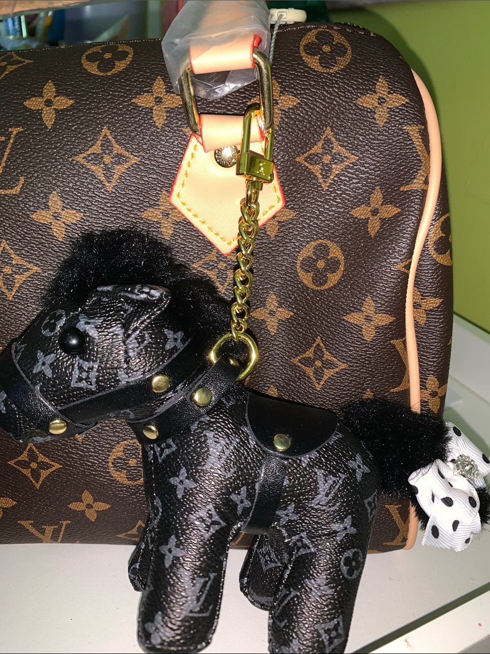 Monogram horse bag/purse Charm keychain